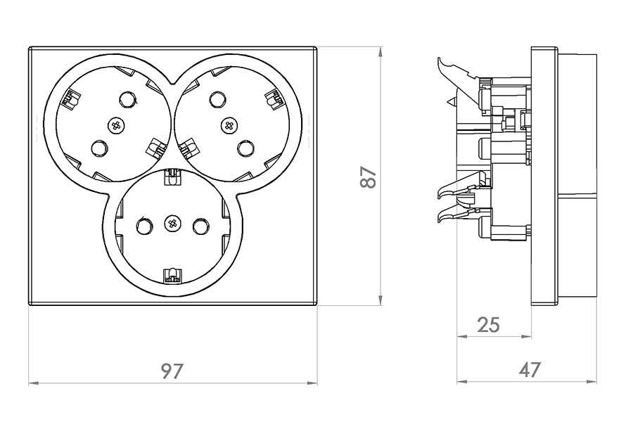 Контакт троен Класик 7 Бял