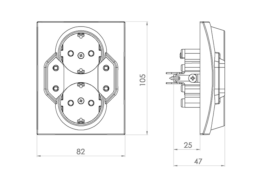 Контакт четворен Каре 1 Бял